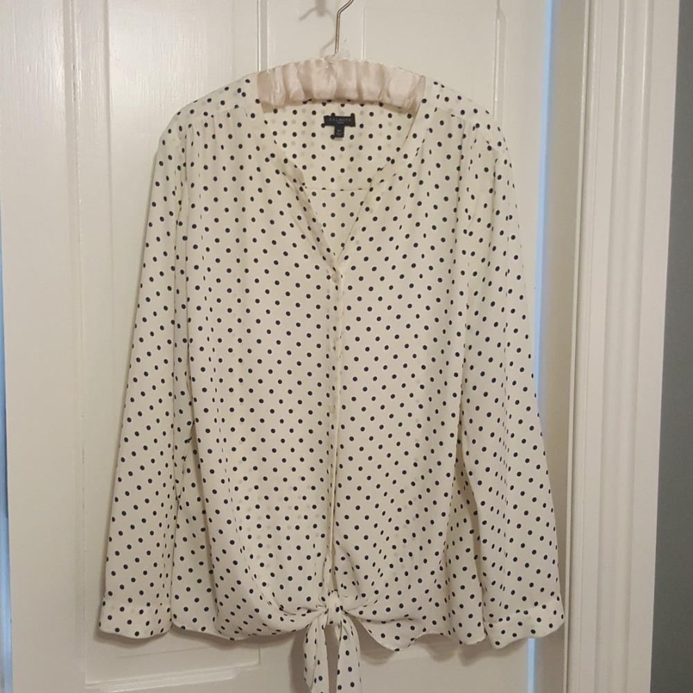 Talbots split neck crepe blouse